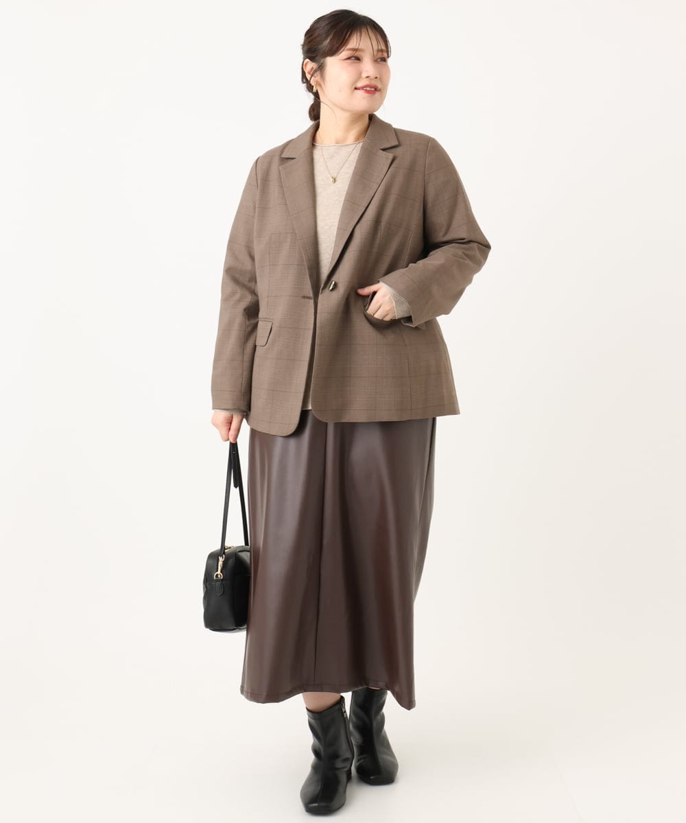 OLHLA05119 eur3(エウルキューブ) 【WEB先行販売】【大きいサイズ】フェイクレザースカート ダークブラウン(87)