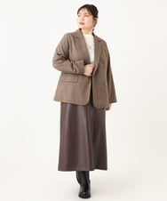 OLHLA05119 eur3(エウルキューブ) 【WEB先行販売】【大きいサイズ】フェイクレザースカート ダークブラウン(87)