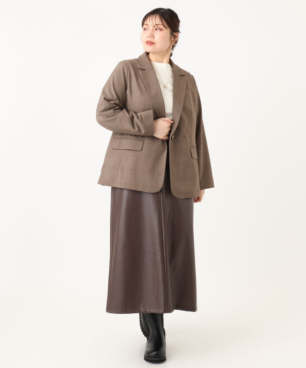 OLHLA05119 eur3(エウルキューブ) 【WEB先行販売】【大きいサイズ】フェイクレザースカート ダークブラウン(87)