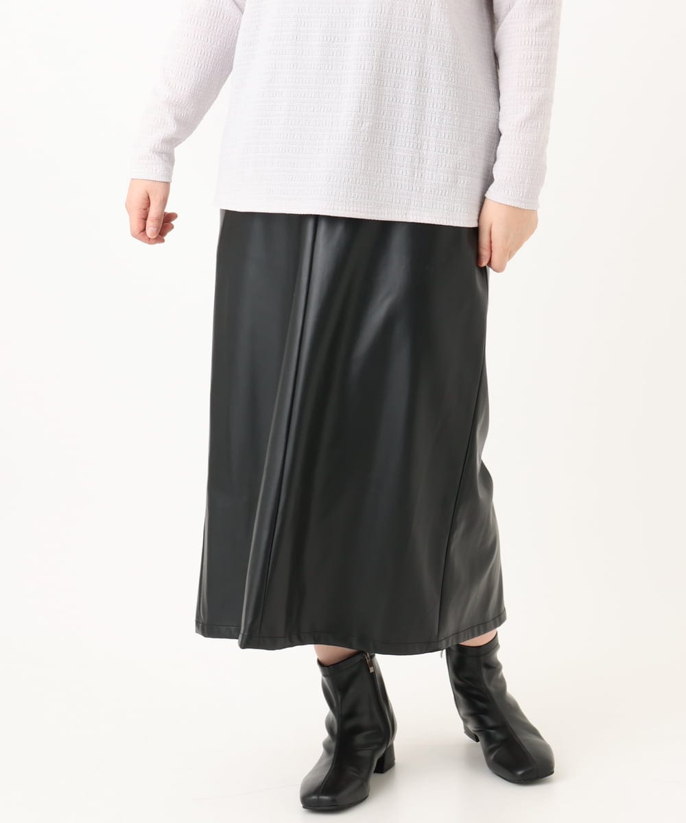 OLHLA05119 eur3(エウルキューブ) 【WEB先行販売】【大きいサイズ】フェイクレザースカート ブラック(94)