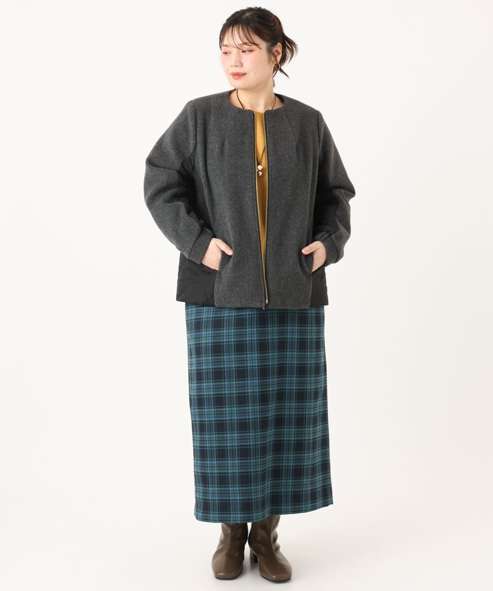 OLHLA06129 eur3(エウルキューブ) 【WEB先行販売】【大きいサイズ】チェックタイトスカート グリーン(35)