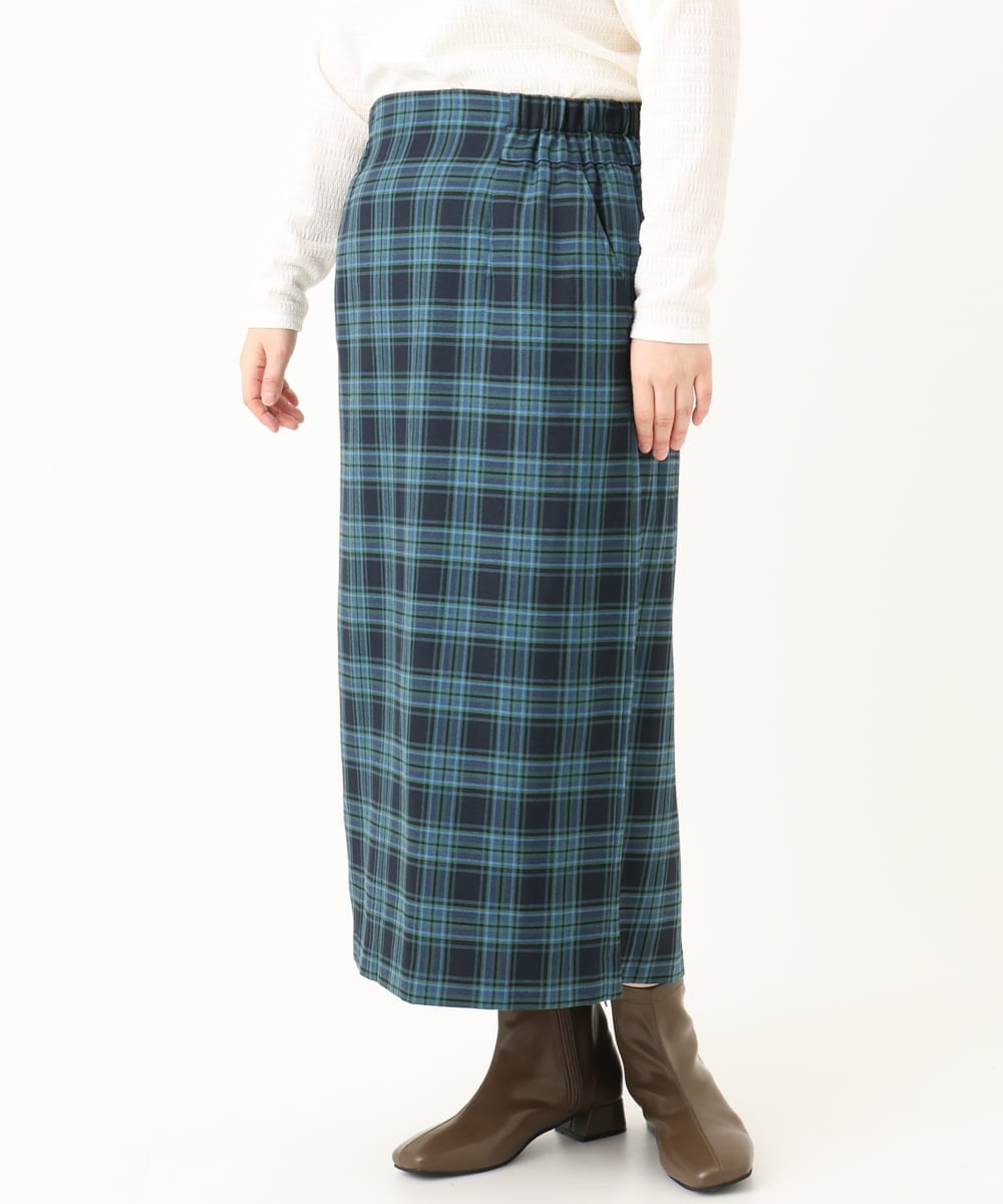 OLHLA06129 eur3(エウルキューブ) 【大きいサイズ】チェックタイトスカート グリーン(35)