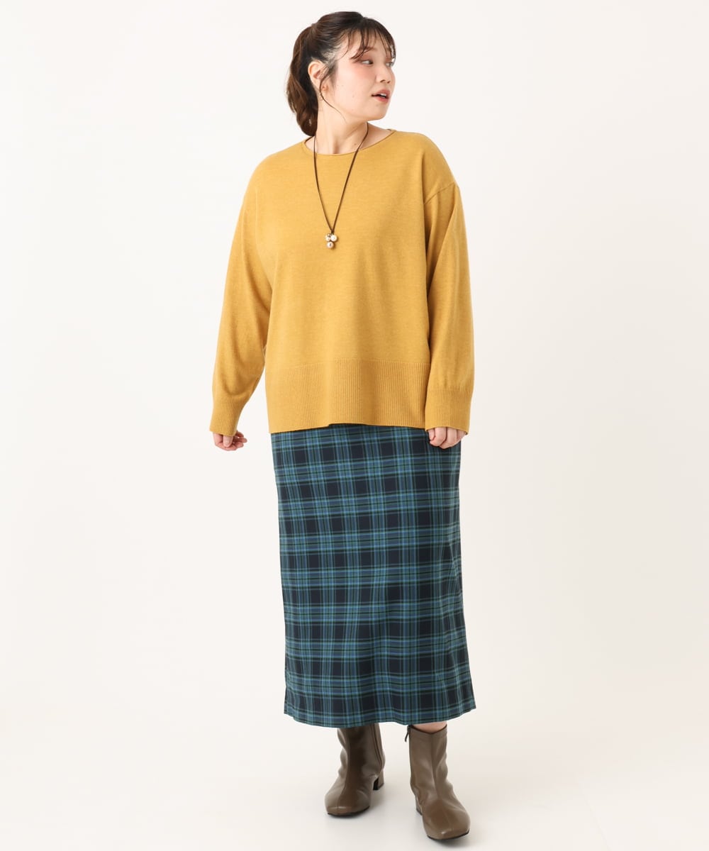 OLHLA06129 eur3(エウルキューブ) 【大きいサイズ】チェックタイトスカート グリーン(35)