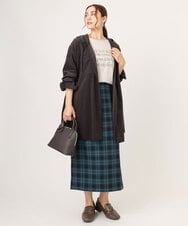 OLHLA06129 eur3(エウルキューブ) 【WEB先行販売】【大きいサイズ】チェックタイトスカート グリーン(35)