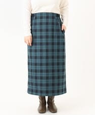 OLHLA06129 eur3(エウルキューブ) 【WEB先行販売】【大きいサイズ】チェックタイトスカート グリーン(35)