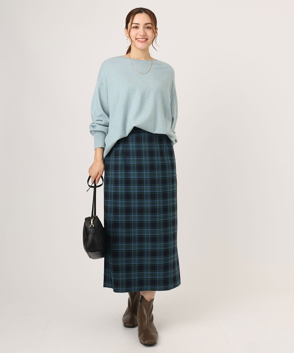 OLHLA06129 eur3(エウルキューブ) 【大きいサイズ】チェックタイトスカート グリーン(35)