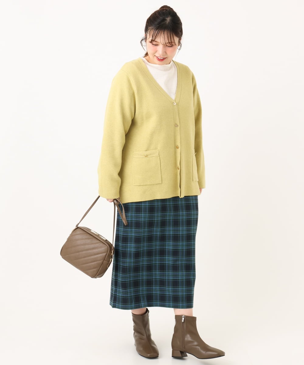 OLHLA06129 eur3(エウルキューブ) 【WEB先行販売】【大きいサイズ】チェックタイトスカート グリーン(35)