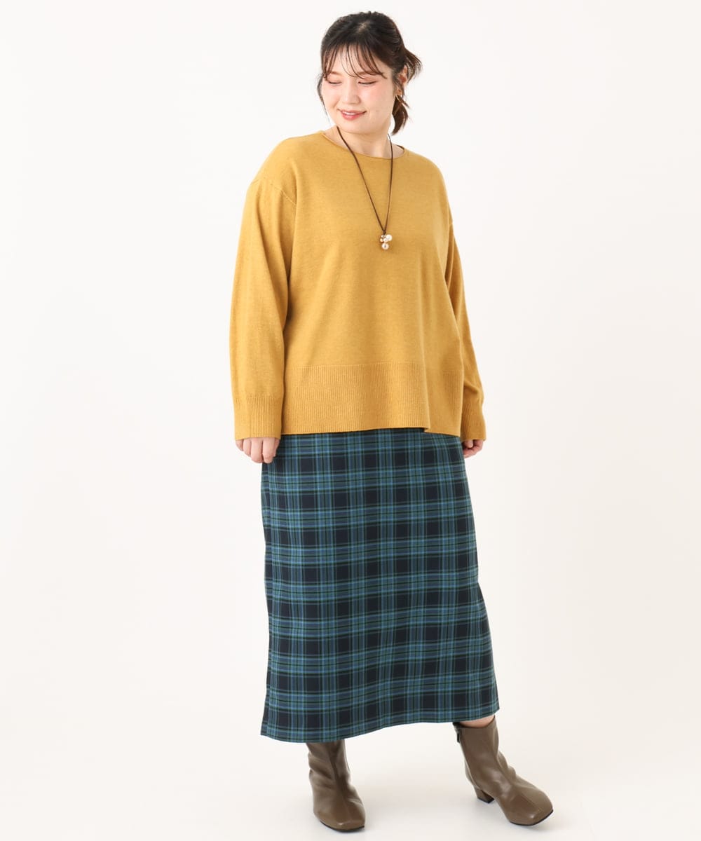 OLHLA06129 eur3(エウルキューブ) 【WEB先行販売】【大きいサイズ】チェックタイトスカート グリーン(35)