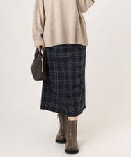 OLHLA06129 eur3(エウルキューブ) 【WEB先行販売】【大きいサイズ】チェックタイトスカート ネイビー(57)