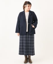 OLHLA06129 eur3(エウルキューブ) 【WEB先行販売】【大きいサイズ】チェックタイトスカート ネイビー(57)