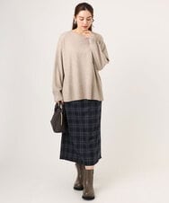OLHLA06129 eur3(エウルキューブ) 【WEB先行販売】【大きいサイズ】チェックタイトスカート ネイビー(57)