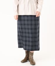 OLHLA06129 eur3(エウルキューブ) 【WEB先行販売】【大きいサイズ】チェックタイトスカート ネイビー(57)