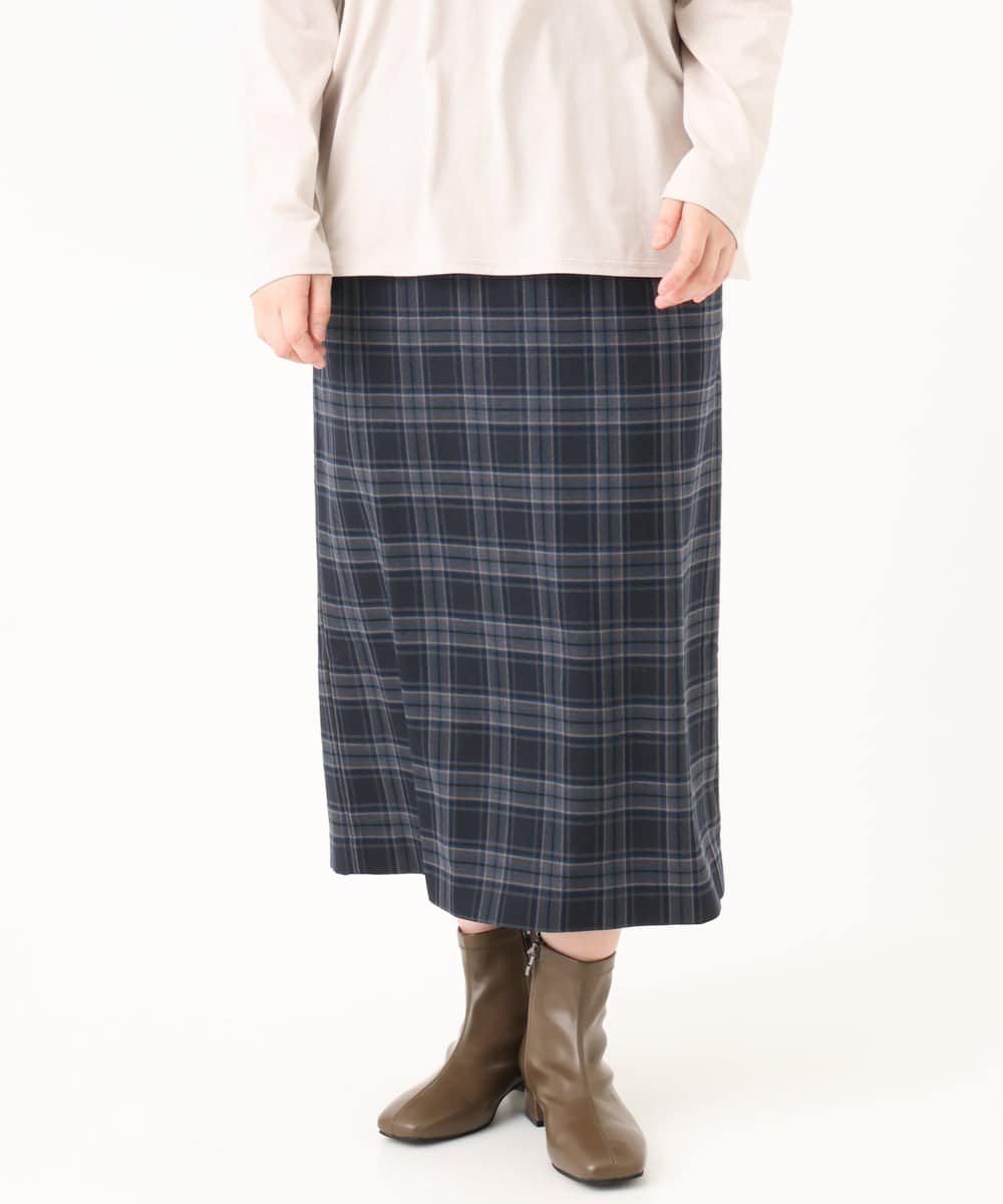 OLHLA06129 eur3(エウルキューブ) 【WEB先行販売】【大きいサイズ】チェックタイトスカート ネイビー(57)