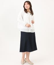 OLHLD05119 eur3(エウルキューブ) 【WEB先行販売】【大きいサイズ/11号サイズあり/洗える/セットアップ対応】カットジョーゼットセミフレアスカート ネイビー
