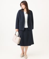 OLHLD05119 eur3(エウルキューブ) 【WEB先行販売】【大きいサイズ/11号サイズあり/洗える/セットアップ対応】カットジョーゼットセミフレアスカート ネイビー