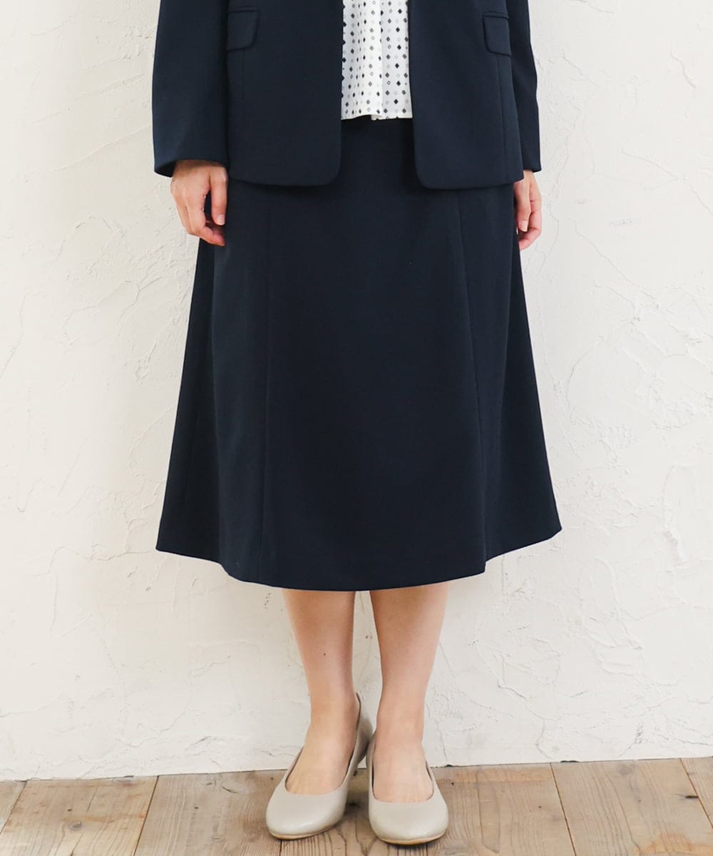 OLHLD05119 eur3(エウルキューブ) 【WEB先行販売】【大きいサイズ/11号サイズあり/洗える/セットアップ対応】カットジョーゼットセミフレアスカート ネイビー