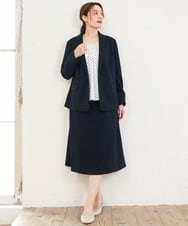 OLHLD05119 eur3(エウルキューブ) 【WEB先行販売】【大きいサイズ/11号サイズあり/洗える/セットアップ対応】カットジョーゼットセミフレアスカート ネイビー
