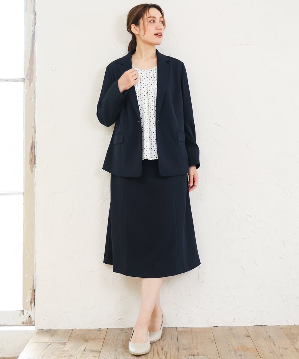 OLHLD05119 eur3(エウルキューブ) 【WEB先行販売】【大きいサイズ/11号サイズあり/洗える/セットアップ対応】カットジョーゼットセミフレアスカート ネイビー