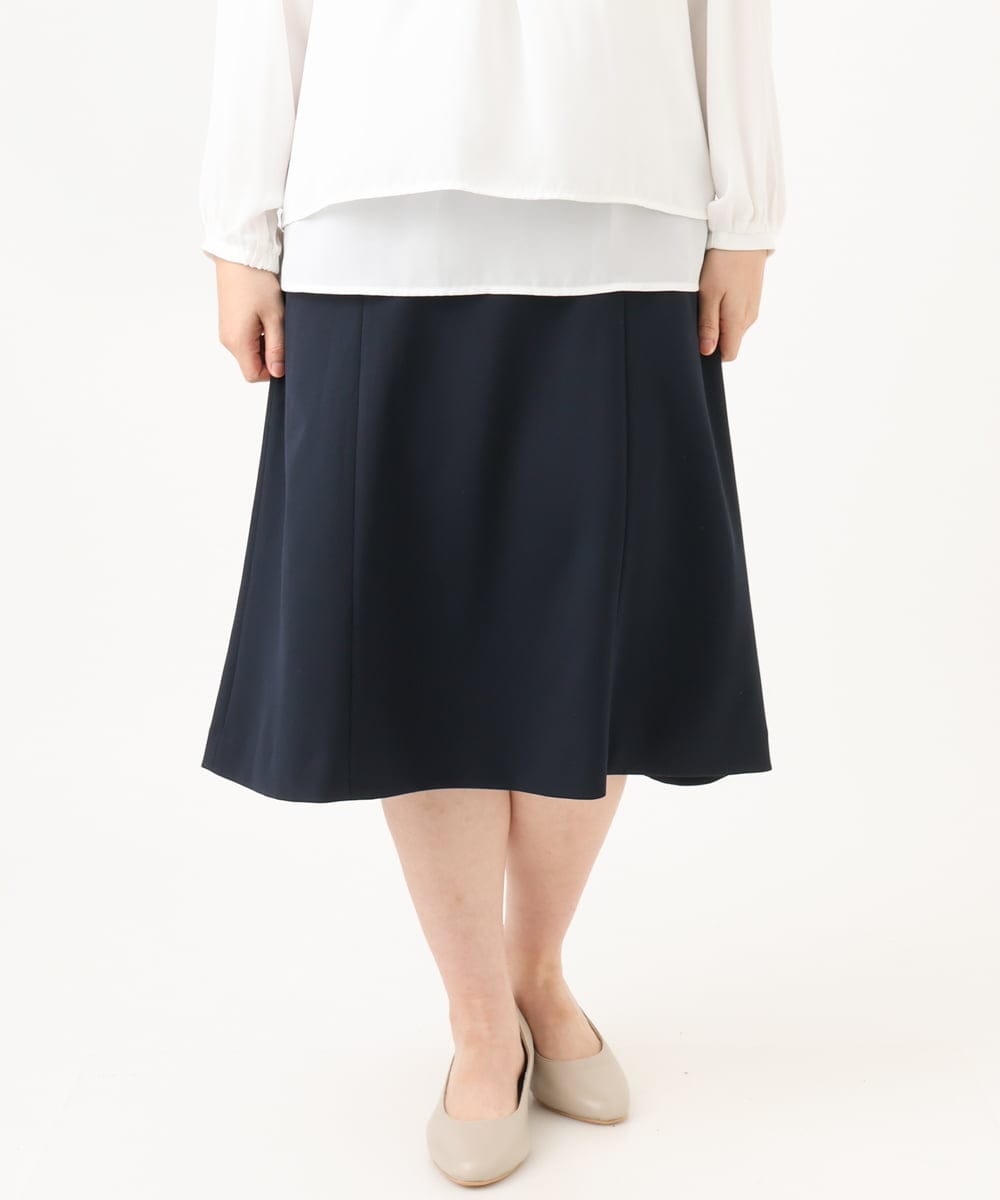 OLHLD05119 eur3(エウルキューブ) 【WEB先行販売】【大きいサイズ/11号サイズあり/洗える/セットアップ対応】カットジョーゼットセミフレアスカート ネイビー