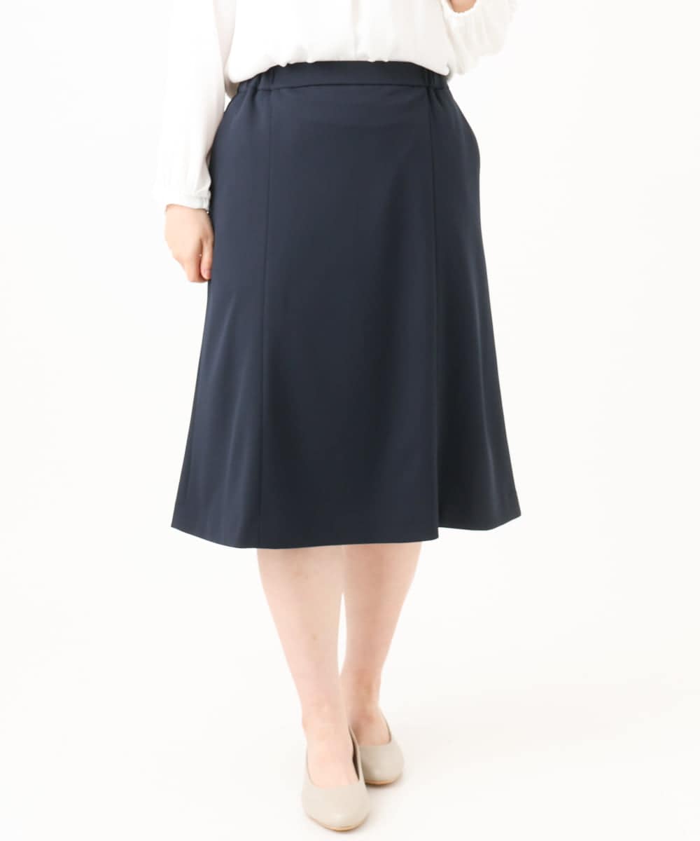 OLHLD05119 eur3(エウルキューブ) 【WEB先行販売】【大きいサイズ/11号サイズあり/洗える/セットアップ対応】カットジョーゼットセミフレアスカート ネイビー