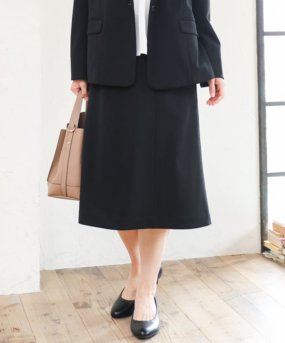 OLHLD05119 eur3(エウルキューブ) 【WEB先行販売】【大きいサイズ/11号サイズあり/洗える/セットアップ対応】カットジョーゼットセミフレアスカート ブラック