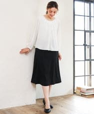OLHLD05119 eur3(エウルキューブ) 【WEB先行販売】【大きいサイズ/11号サイズあり/洗える/セットアップ対応】カットジョーゼットセミフレアスカート ブラック