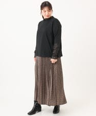 OLHLD08129 eur3(エウルキューブ) 【大きいサイズ】チェックプリーツスカート ダークブラウン