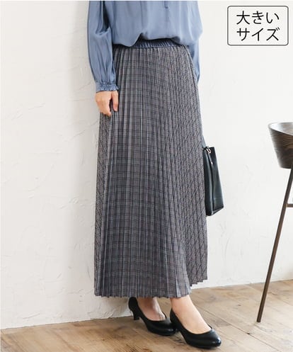 OLHLD08129 eur3 【大きいサイズ】チェックプリーツスカート