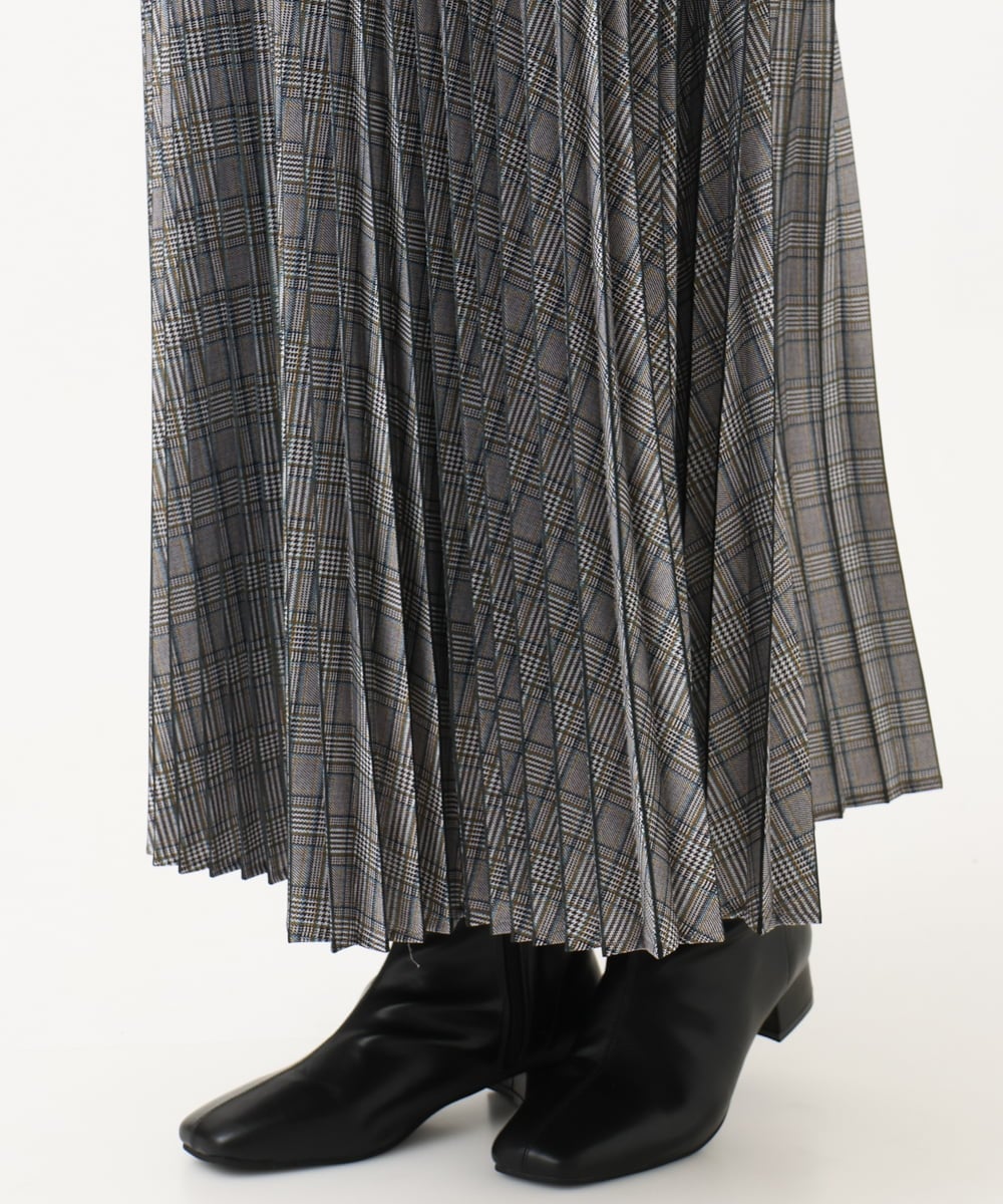 OLHLD08129 eur3(エウルキューブ) 【大きいサイズ】チェックプリーツスカート グレー