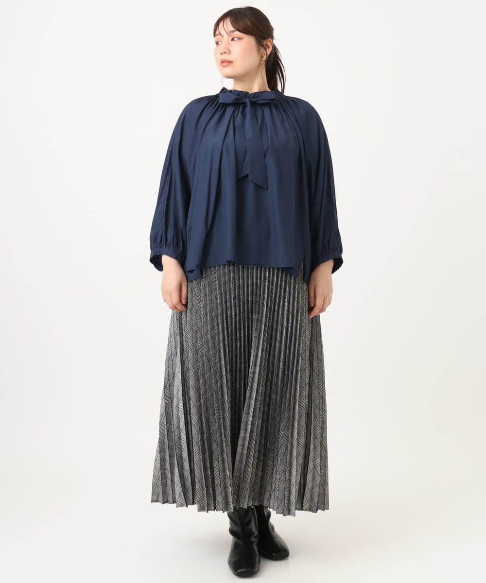 OLHLD08129 eur3(エウルキューブ) 【大きいサイズ】チェックプリーツスカート グレー