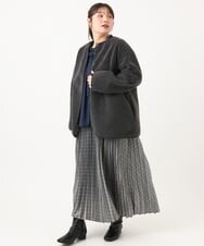 OLHLD08129 eur3(エウルキューブ) 【大きいサイズ】チェックプリーツスカート グレー
