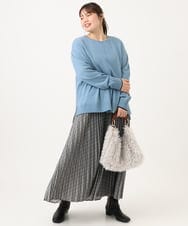 OLHLD08129 eur3(エウルキューブ) 【大きいサイズ】チェックプリーツスカート グレー