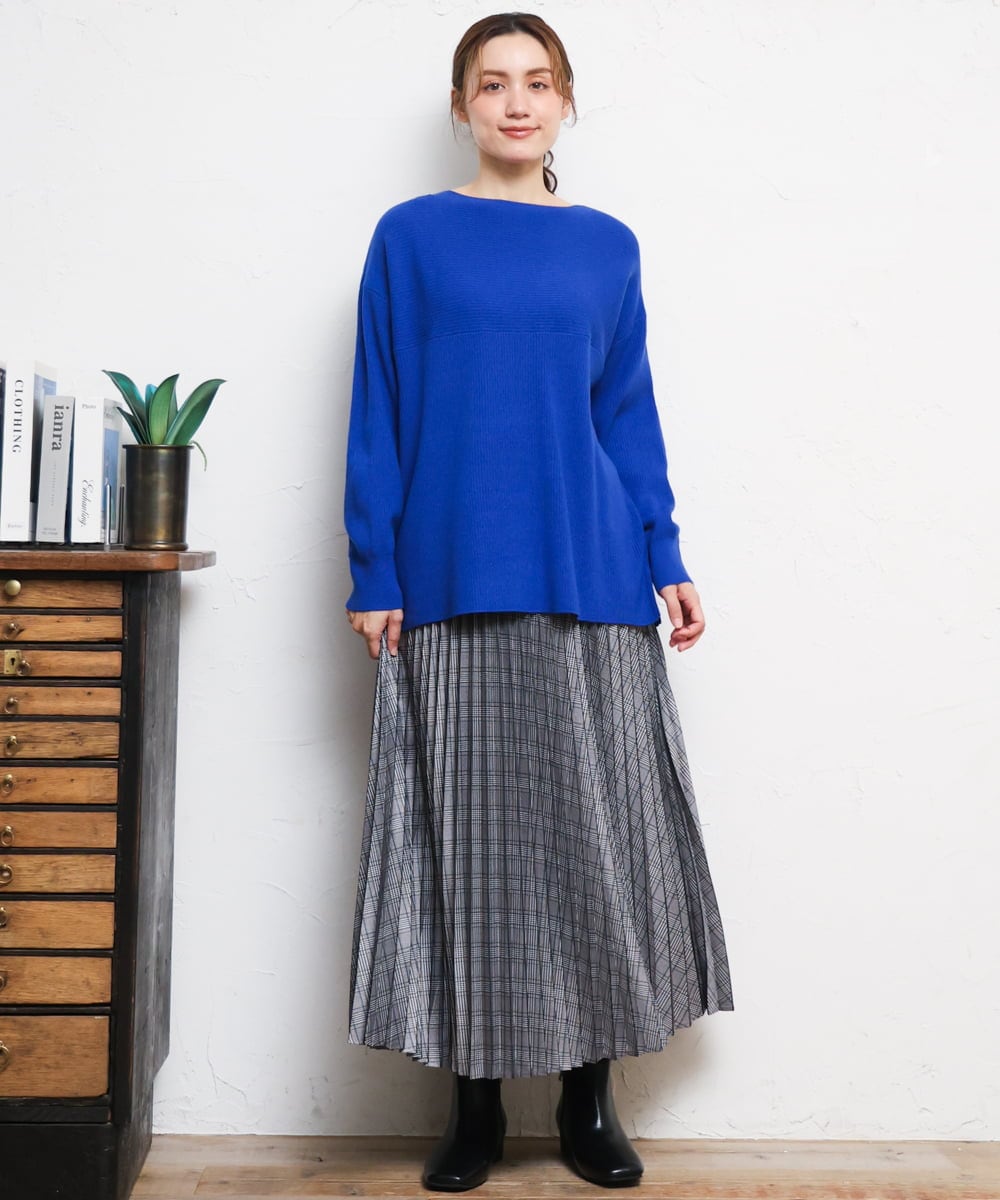 OLHLD08129 eur3(エウルキューブ) 【大きいサイズ】チェックプリーツスカート グレー