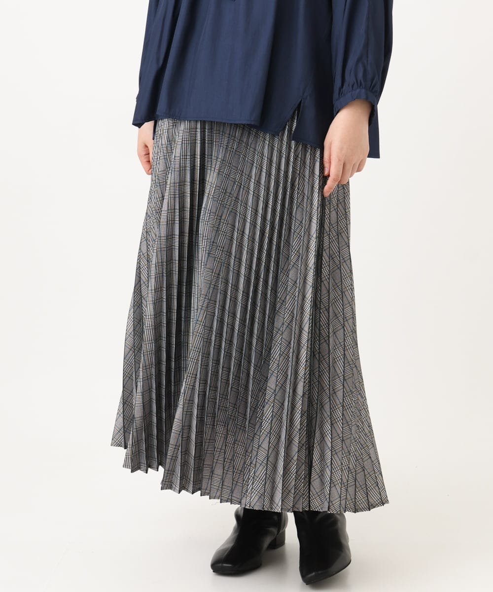 OLHLD08129 eur3(エウルキューブ) 【大きいサイズ】チェックプリーツスカート グレー