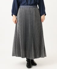 OLHLD08129 eur3(エウルキューブ) 【大きいサイズ】チェックプリーツスカート グレー
