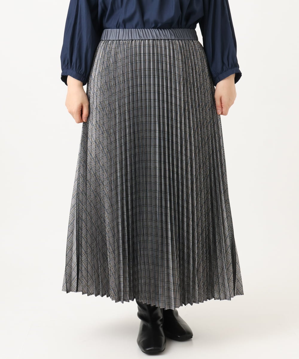 OLHLD08129 eur3(エウルキューブ) 【大きいサイズ】チェックプリーツスカート グレー