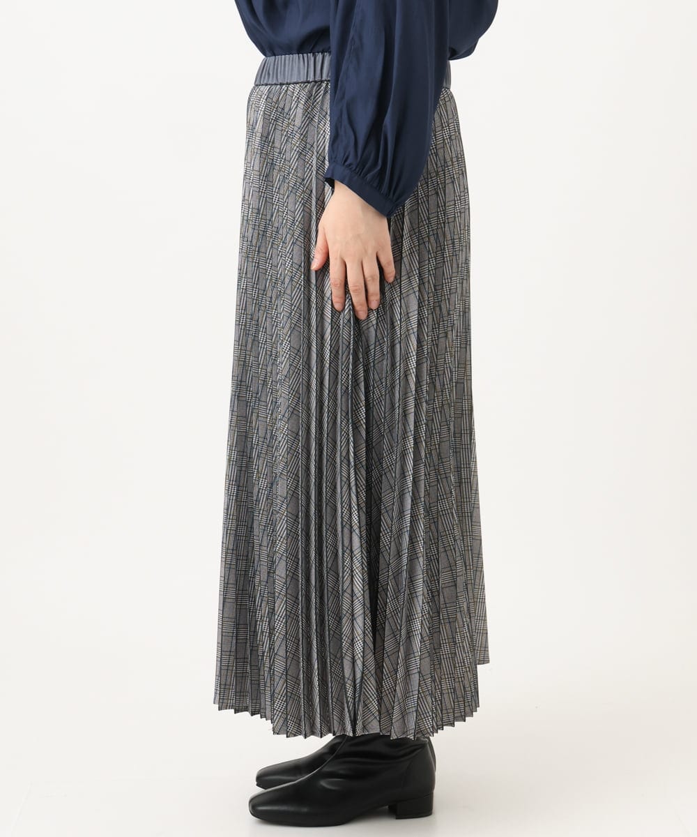 OLHLD08129 eur3(エウルキューブ) 【大きいサイズ】チェックプリーツスカート グレー