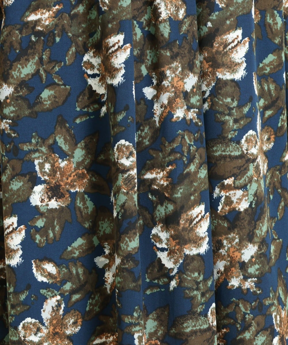 OLHLP06110 eur3(エウルキューブ) 【雑誌掲載】【大きいサイズ】レトロフラワープリントスカート ネイビー(57)