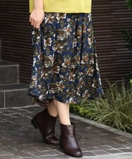 OLHLP06110 eur3(エウルキューブ) 【雑誌掲載】【大きいサイズ】レトロフラワープリントスカート ネイビー(57)