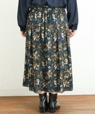 OLHLP06110 eur3(エウルキューブ) 【雑誌掲載】【大きいサイズ】レトロフラワープリントスカート ネイビー(57)