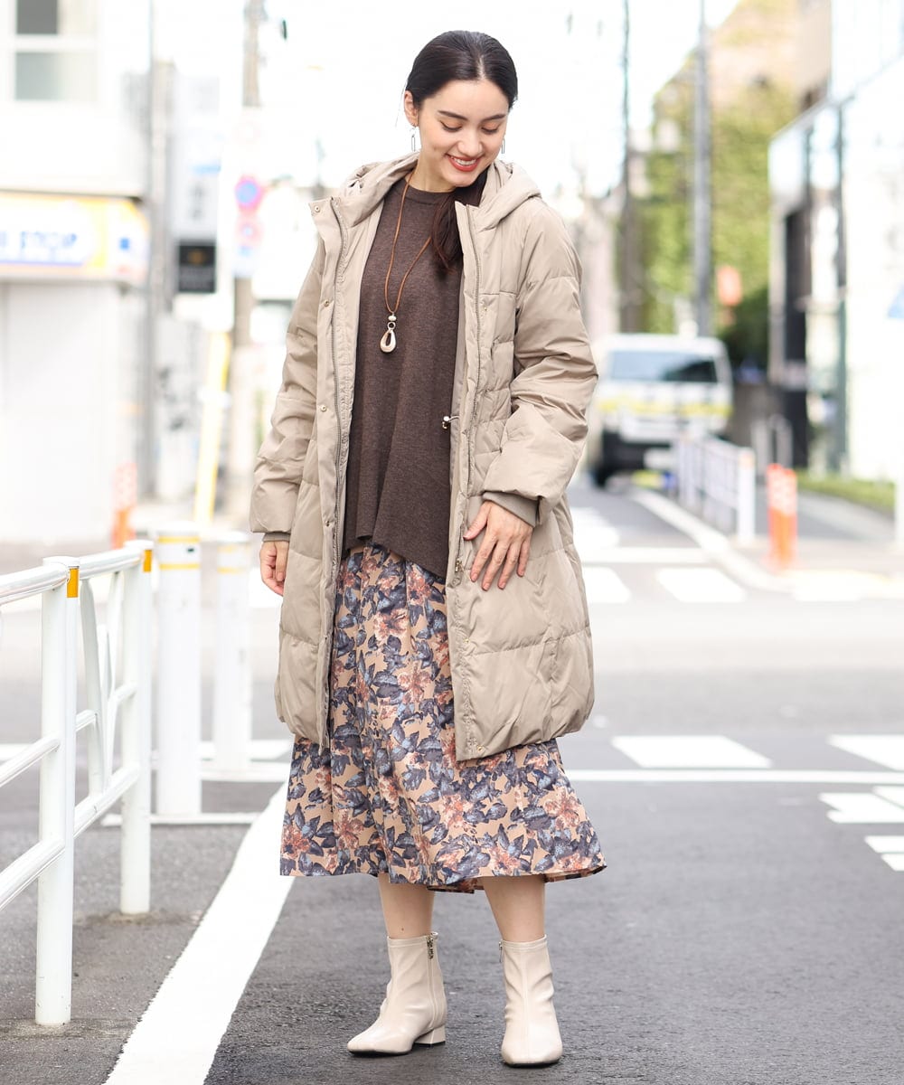 OLHLP06110 eur3(エウルキューブ) 【雑誌掲載】【大きいサイズ】レトロフラワープリントスカート ベージュ(82)