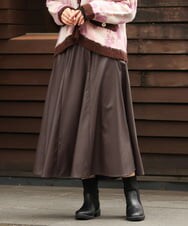 OLHLS08129 eur3(エウルキューブ) 【大きいサイズ】フェイクレザーフレアスカート ダークブラウン(87)