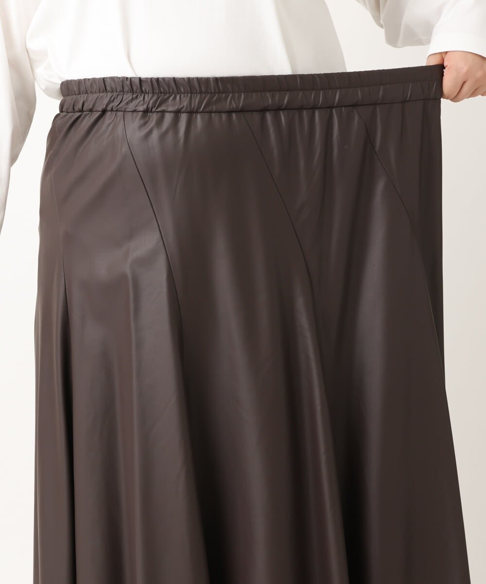 OLHLS08129 eur3(エウルキューブ) 【大きいサイズ】フェイクレザーフレアスカート ダークブラウン(87)