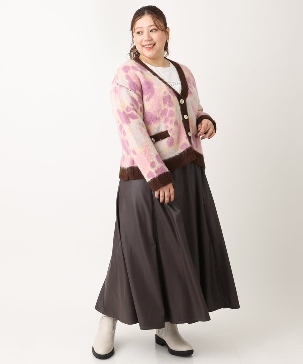 OLHLS08129 eur3(エウルキューブ) 【大きいサイズ】フェイクレザーフレアスカート ダークブラウン(87)