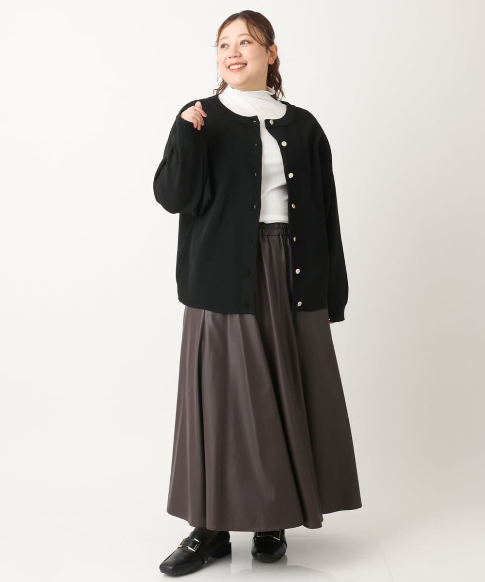 OLHLS08129 eur3(エウルキューブ) 【大きいサイズ】フェイクレザーフレアスカート ダークブラウン(87)