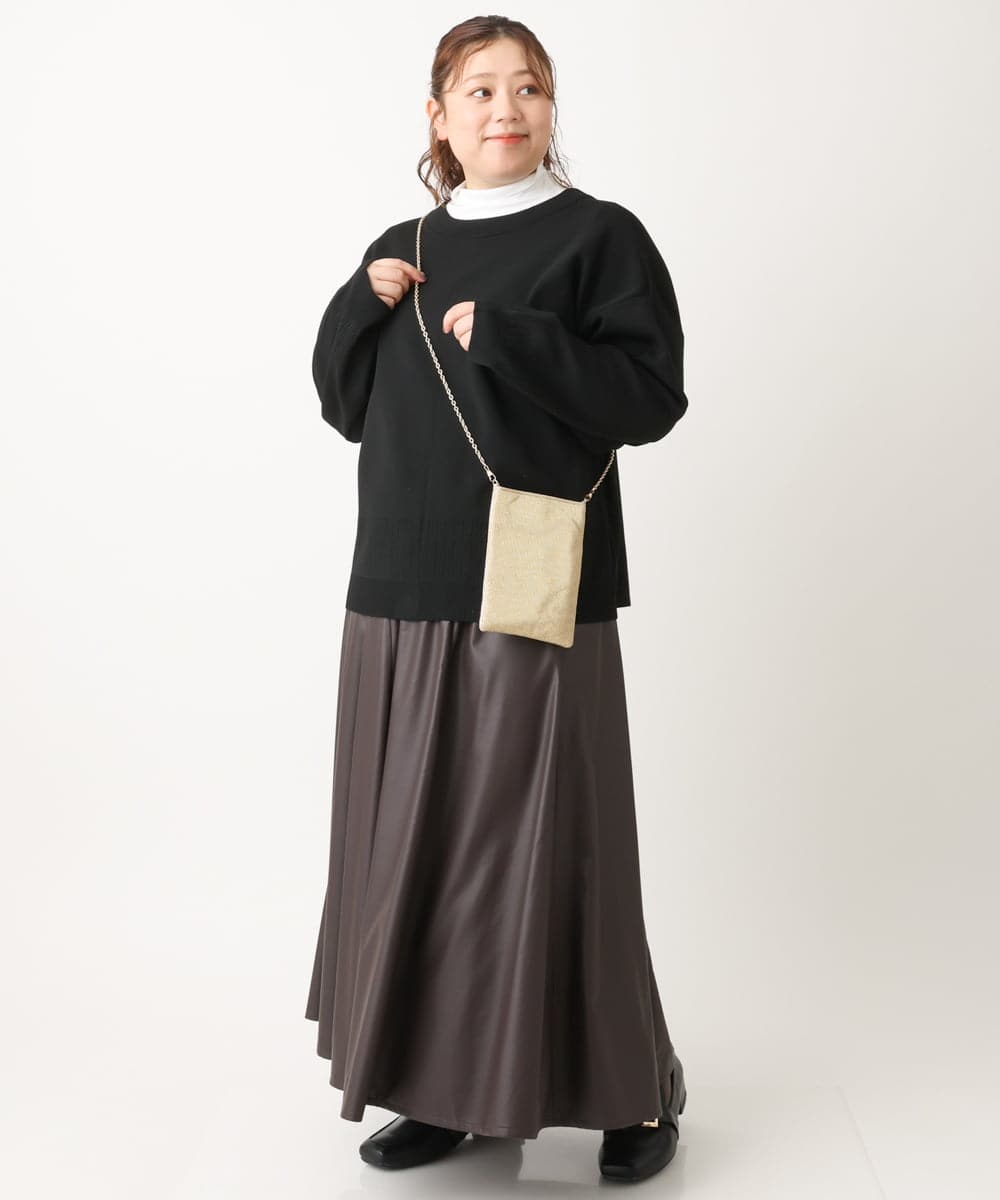 OLHLS08129 eur3(エウルキューブ) 【大きいサイズ】フェイクレザーフレアスカート ダークブラウン(87)