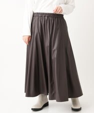 OLHLS08129 eur3(エウルキューブ) 【大きいサイズ】フェイクレザーフレアスカート ダークブラウン(87)