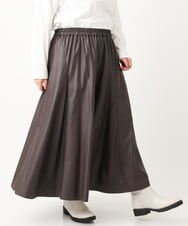 OLHLS08129 eur3(エウルキューブ) 【大きいサイズ】フェイクレザーフレアスカート ダークブラウン(87)