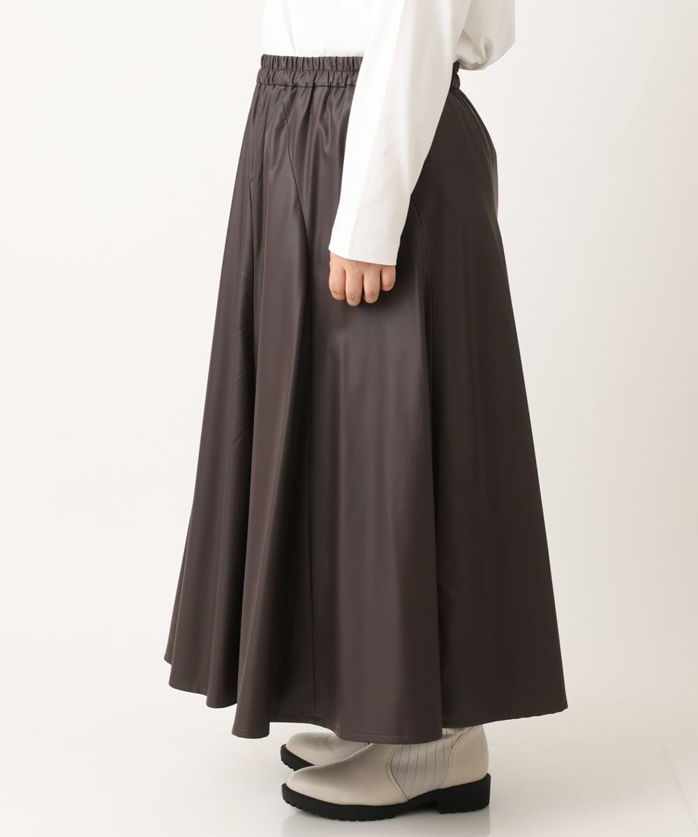 OLHLS08129 eur3(エウルキューブ) 【大きいサイズ】フェイクレザーフレアスカート ダークブラウン(87)