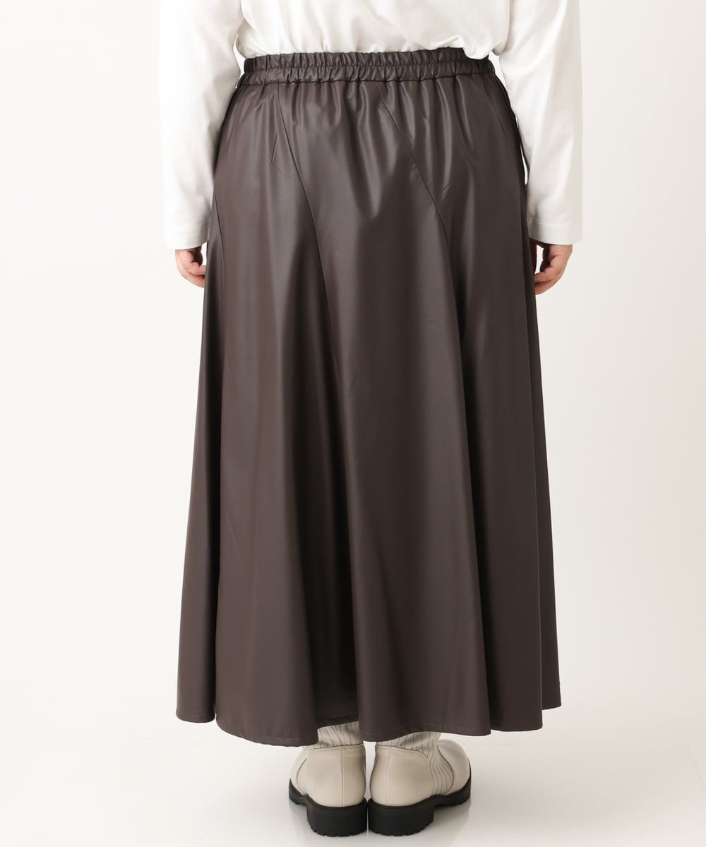 OLHLS08129 eur3(エウルキューブ) 【大きいサイズ】フェイクレザーフレアスカート ダークブラウン(87)